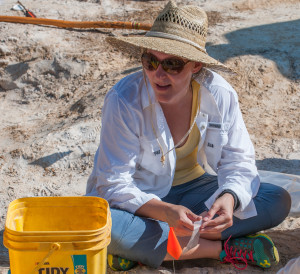 Biology teacher Andrea Brooks discovered a prehistoric elephant leg bone during the dig with the University of Florida. Photos submitted.
