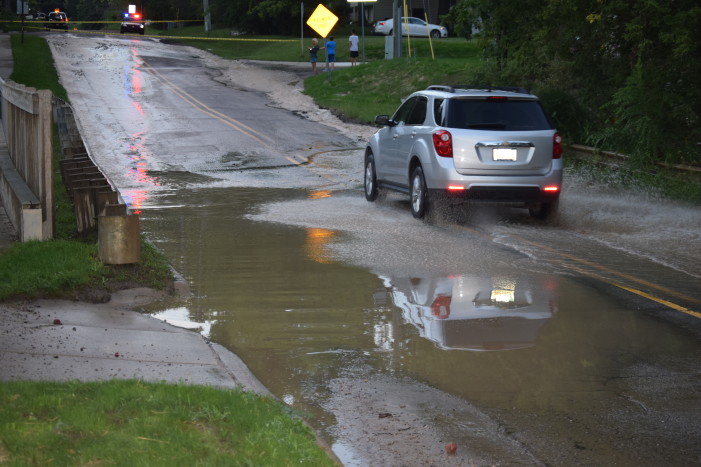 Breaking News — Water main break on Conklin closes road