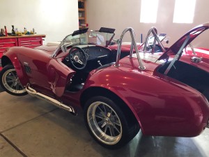 Borror’s 1965 Shelby Cobra replica rests in his Lake Orion garage after being fully built over the last year. Photo provided.