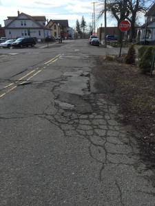 The Village of Lake Orion could soon put a street repair program in place to address crumbling roads. Those with the highest priority, like Lapeer Street pictured above, would be first on the list. Photo By Georgia Thelen