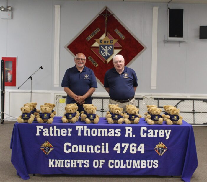 Knights of Columbus make donation to police and fire stations