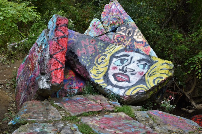 Anger over the removal of ‘The Rocks’ leads to graffiti elsewhere on the Paint Creek Trail