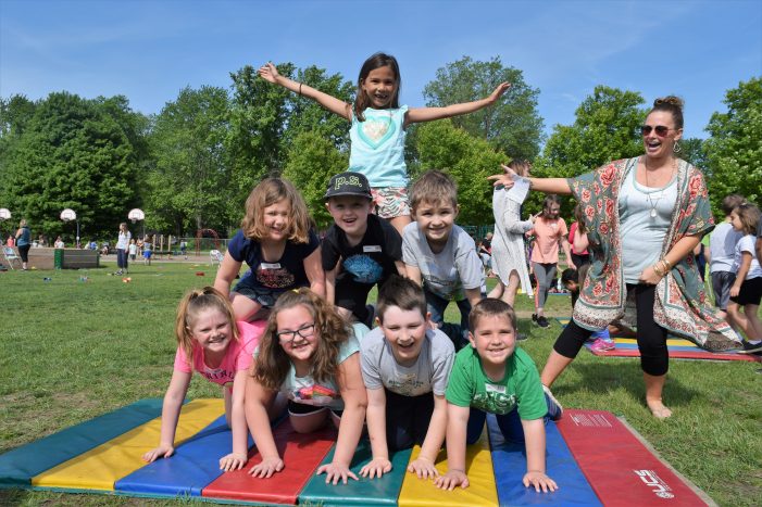 Blanche Sims Elementary students celebrate the end of the school year practicing circus acts with Cirque Amongus