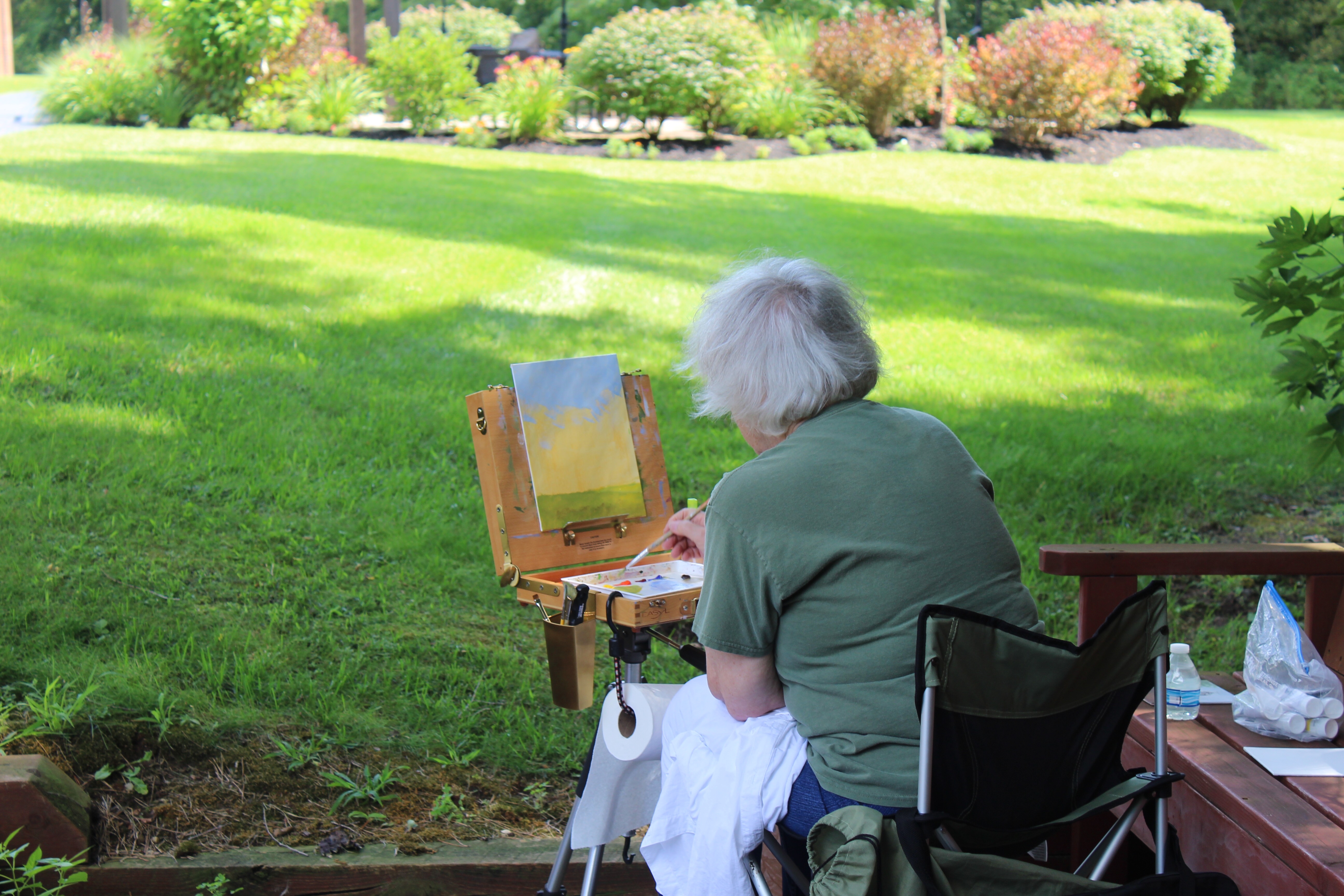 Acrylic Artists get in some fresh air and painting at Orion Library
