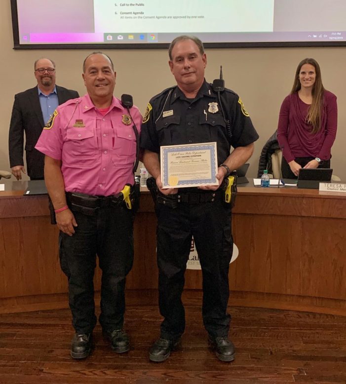 LOPD Lt. Thelen receives citation for saving Lake Orion woman’s life