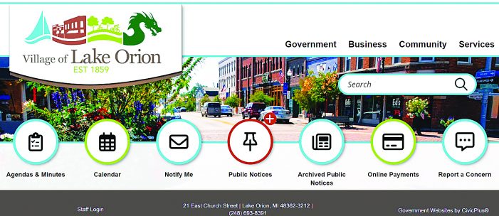 Village of Lake Orion launches new, ‘easier’ website design