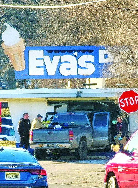 Pickup truck crashes through Eva’s Dairy Café
